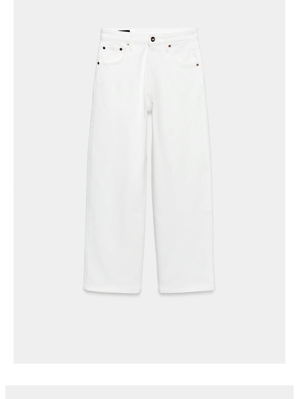 Zara White Ankle-Cropped Wide Jeans